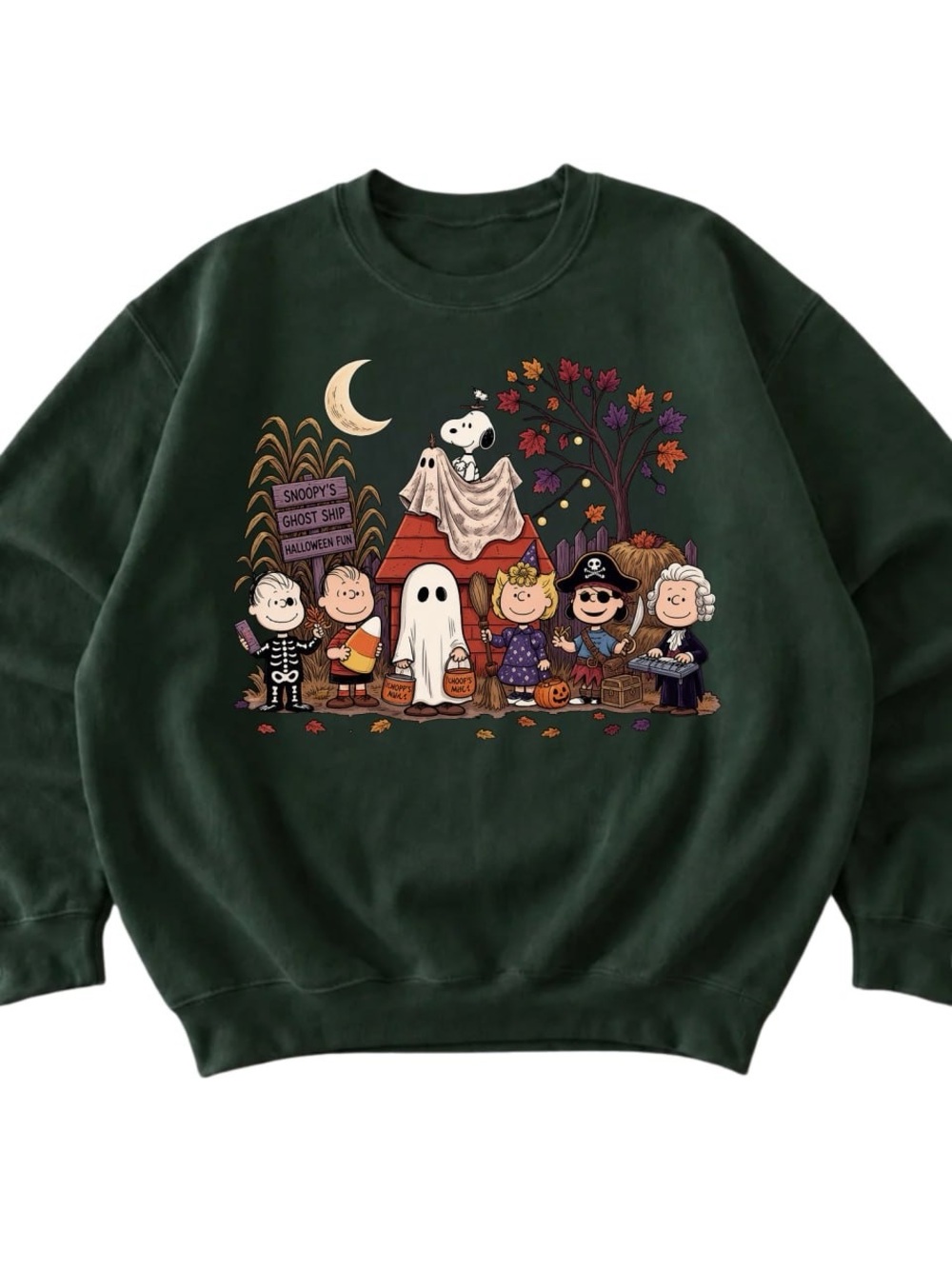 Forest Green Peanuts Halloween Crewneck Sweatshirt